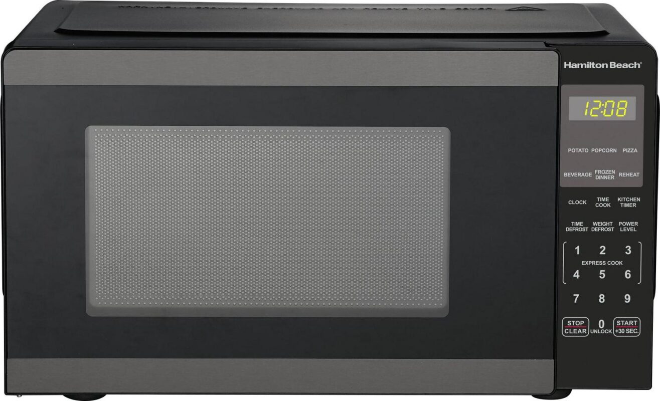 Hamilton Beach 0.9 Cu ft Countertop Microwave Oven, 900 Watts, Black Stainless Steel, New - Image 2