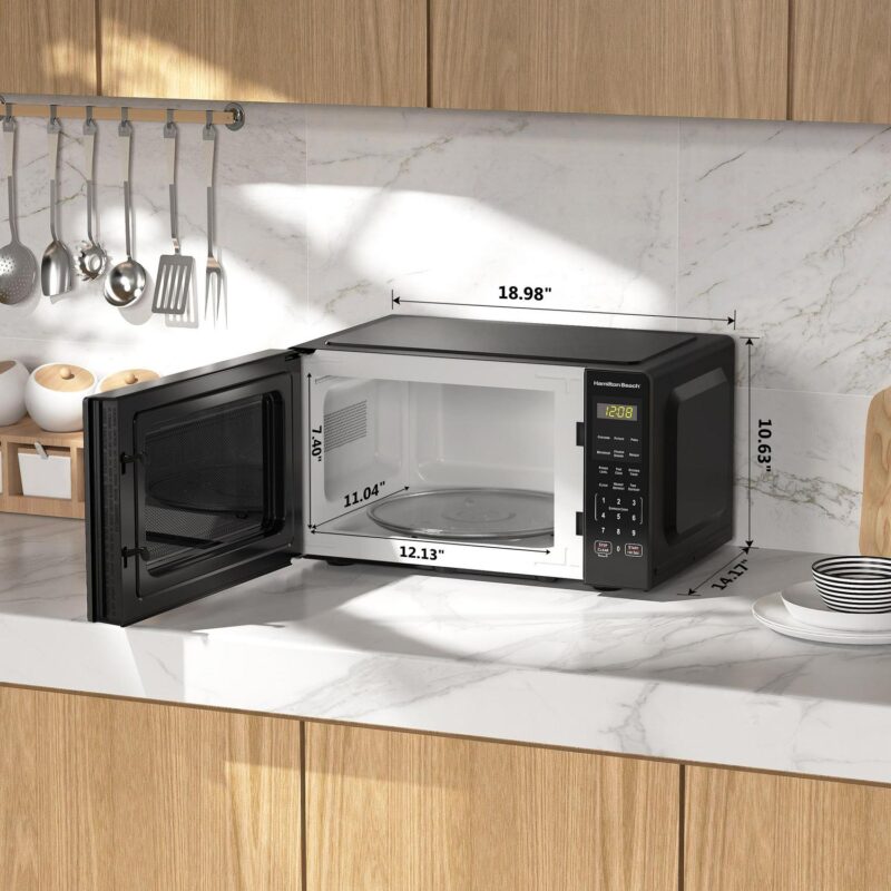 Hamilton Beach 0.9 Cu ft Countertop Microwave Oven, 900 Watts, Black Stainless Steel, New - Image 3