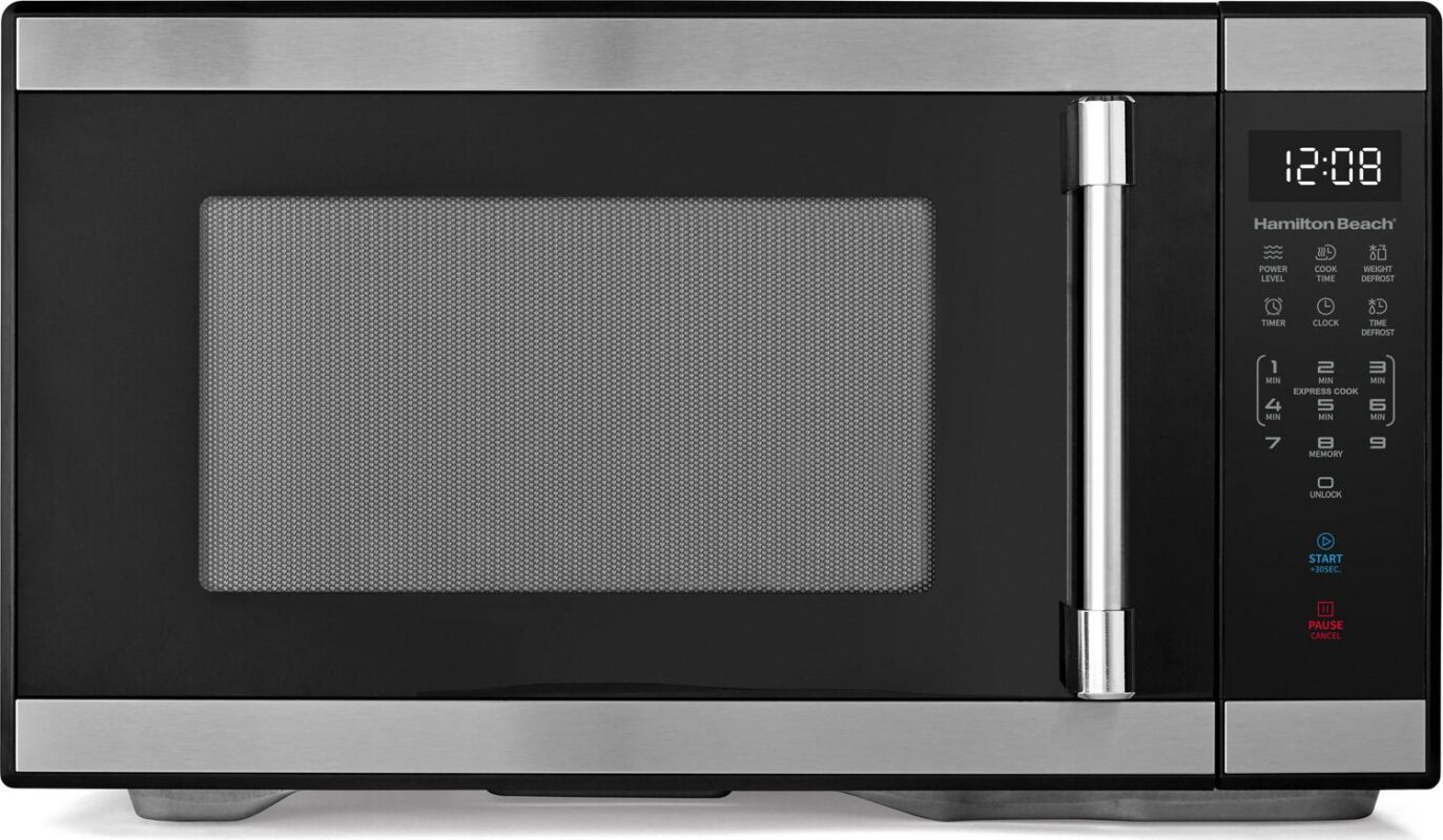 Hamilton Beach 1.1 Cu ft Countertop Microwave Oven in Stainless Steel, Sensor Cook