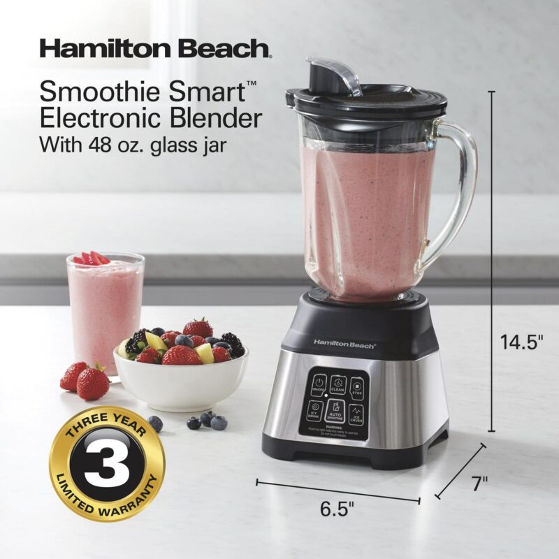 Hamilton Beach Smoothie Smart Blender, 48 oz. Glass Jar, 56202 - Image 3