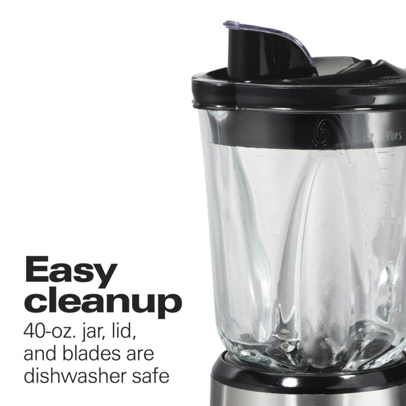 Hamilton Beach Wave Crusher Multi-Function Blender with 40 oz. Glass Jar and 14 Functions for Puree, Ice Crush, Shakes and Smoothies, Stainless Steel, 54221 - Image 6
