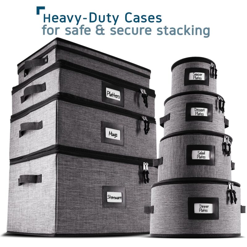 Hearth and Harbor Dinnerware Storage Container Set, Securely Padded (8pc) - Image 5