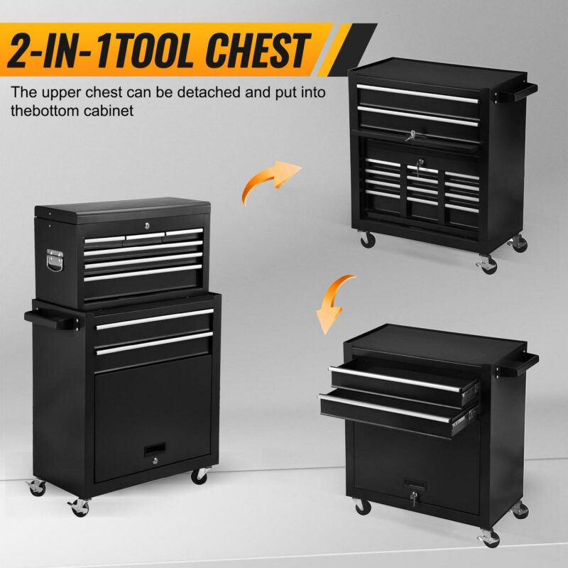 High Capacity Rolling Tool Chest with Wheels and Drawers, 8-Drawer Tool Storage Cabinet - Image 5