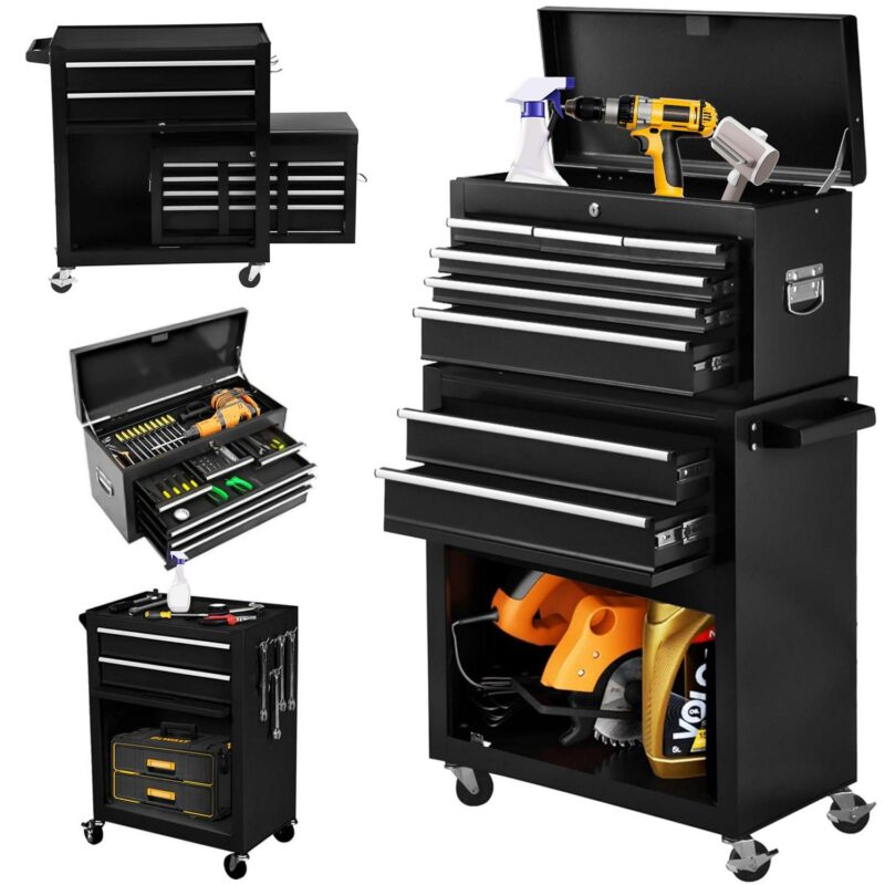 High Capacity Rolling Tool Chest with Wheels and Drawers, 8-Drawer Tool Storage Cabinet