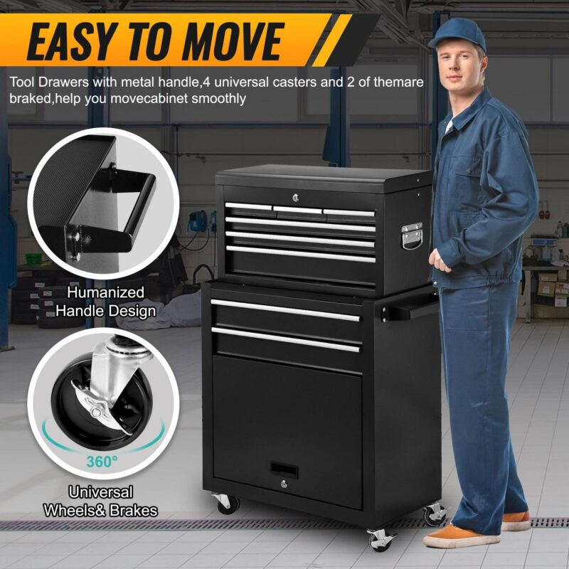 High Capacity Rolling Tool Chest with Wheels and Drawers, 8-Drawer Tool Storage Cabinet - Image 2