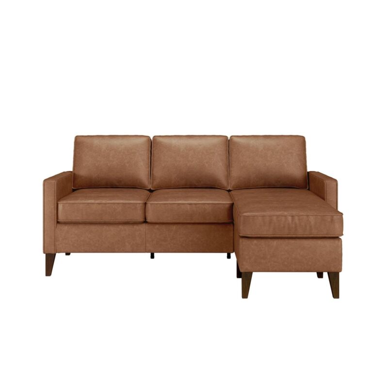 Hillsdale Jianna Faux Leather Reversible Sectional, Saddle Brown - Image 13
