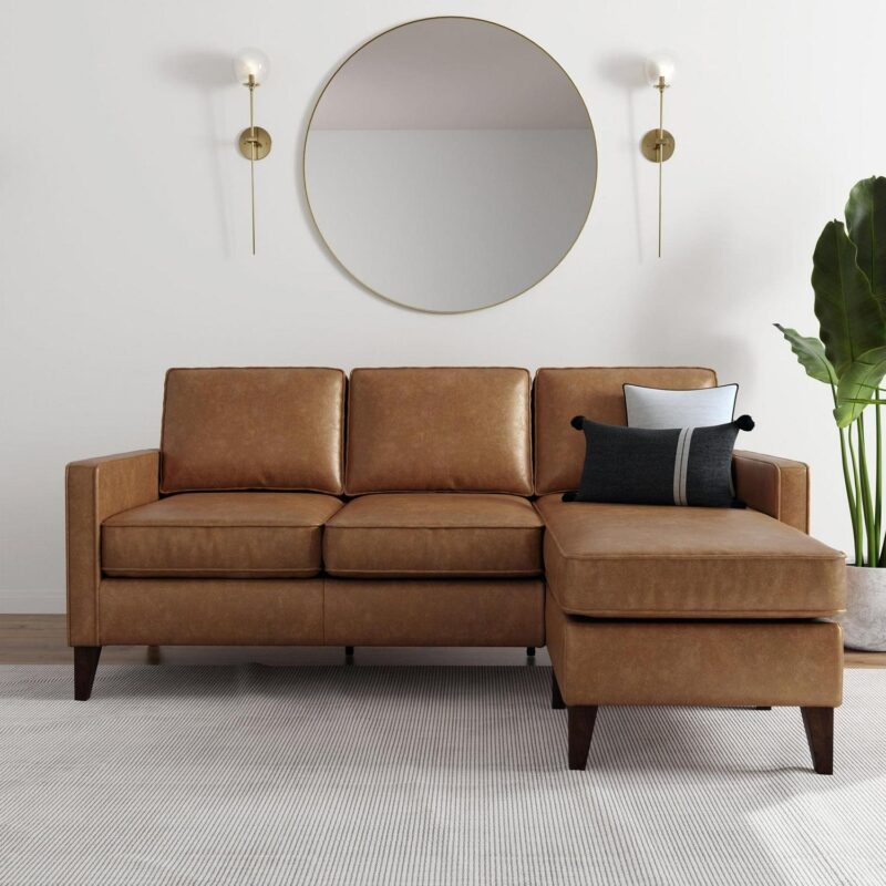 Hillsdale Jianna Faux Leather Reversible Sectional, Saddle Brown - Image 2