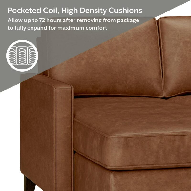 Hillsdale Jianna Faux Leather Reversible Sectional, Saddle Brown - Image 5