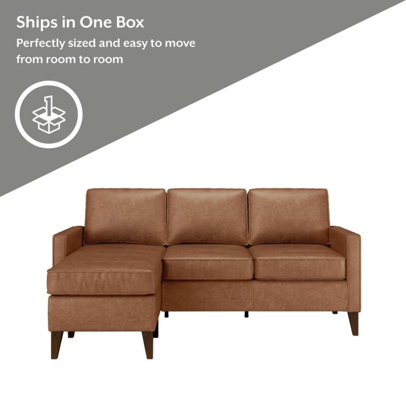 Hillsdale Jianna Faux Leather Reversible Sectional, Saddle Brown - Image 6