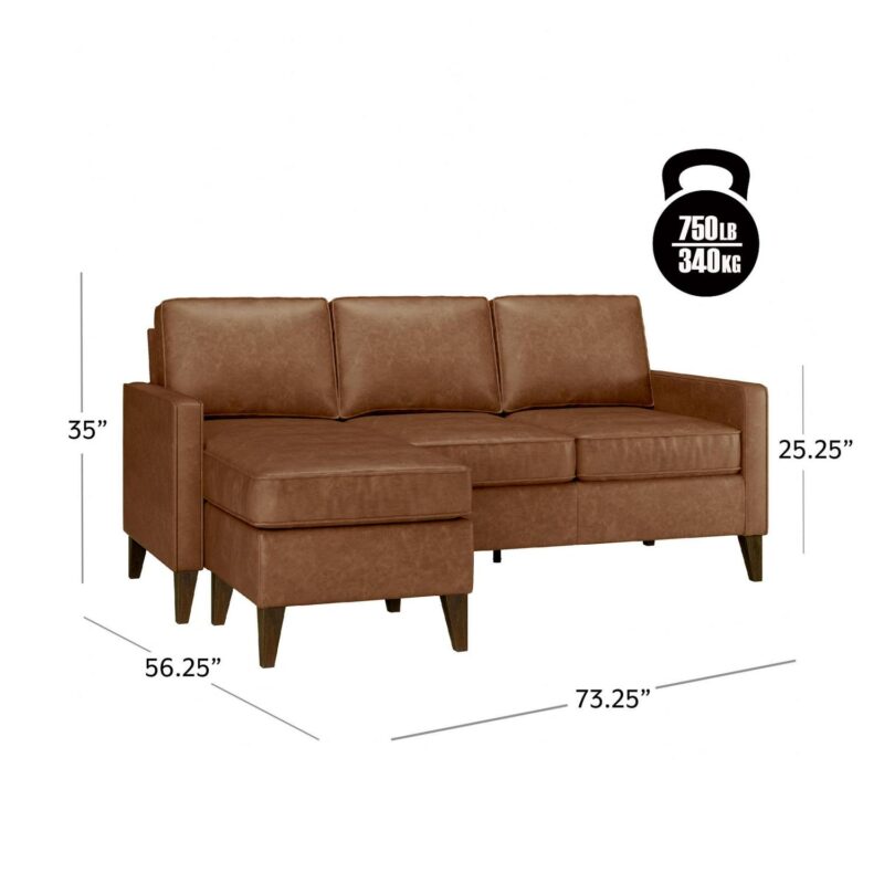 Hillsdale Jianna Faux Leather Reversible Sectional, Saddle Brown - Image 3