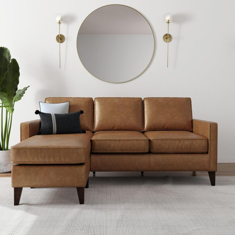 Hillsdale Jianna Faux Leather Reversible Sectional, Saddle Brown - Image 16