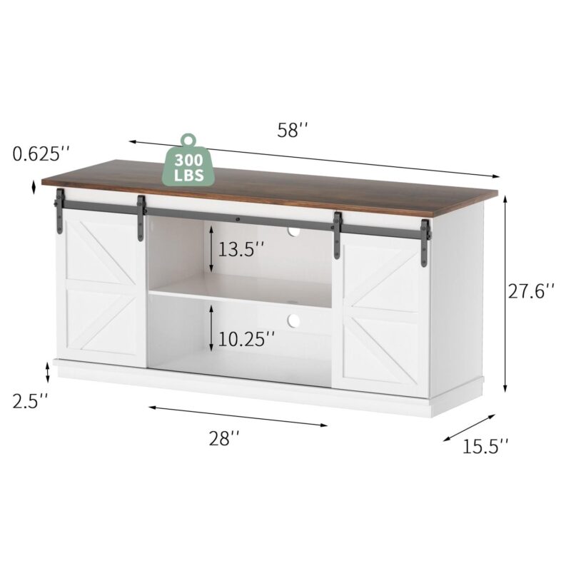 Homall Farmhouse Sliding Barn Door TV Stand for TVs up to 65 , White - Image 7