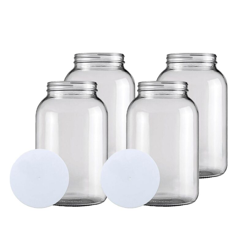 Home Brew Ohio One Gallon Glass Wide Mouth Jar With Solid Lid Set of 4
