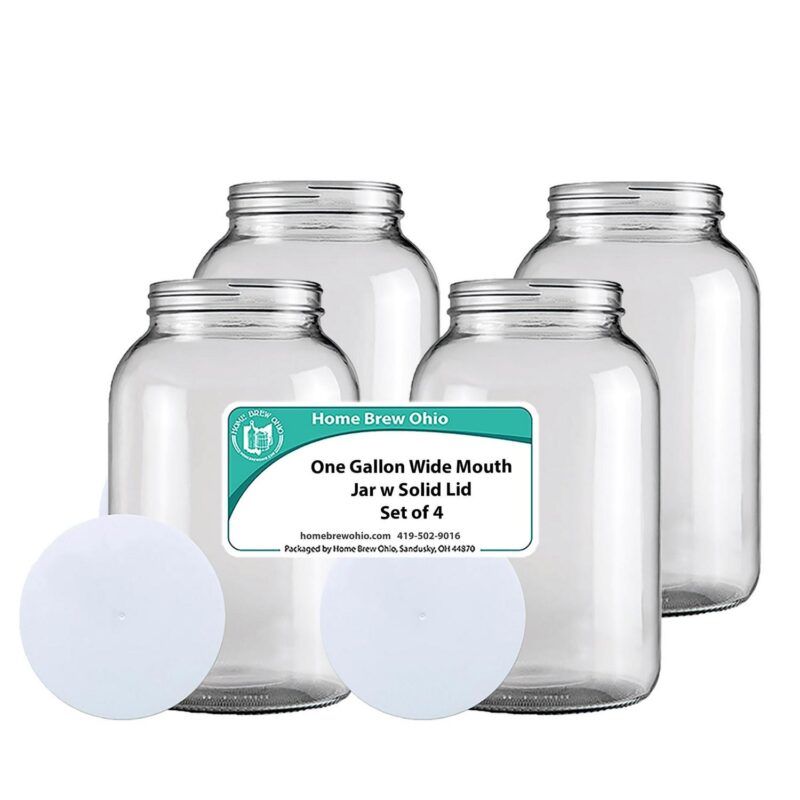 Home Brew Ohio One Gallon Glass Wide Mouth Jar With Solid Lid Set of 4 - Image 2