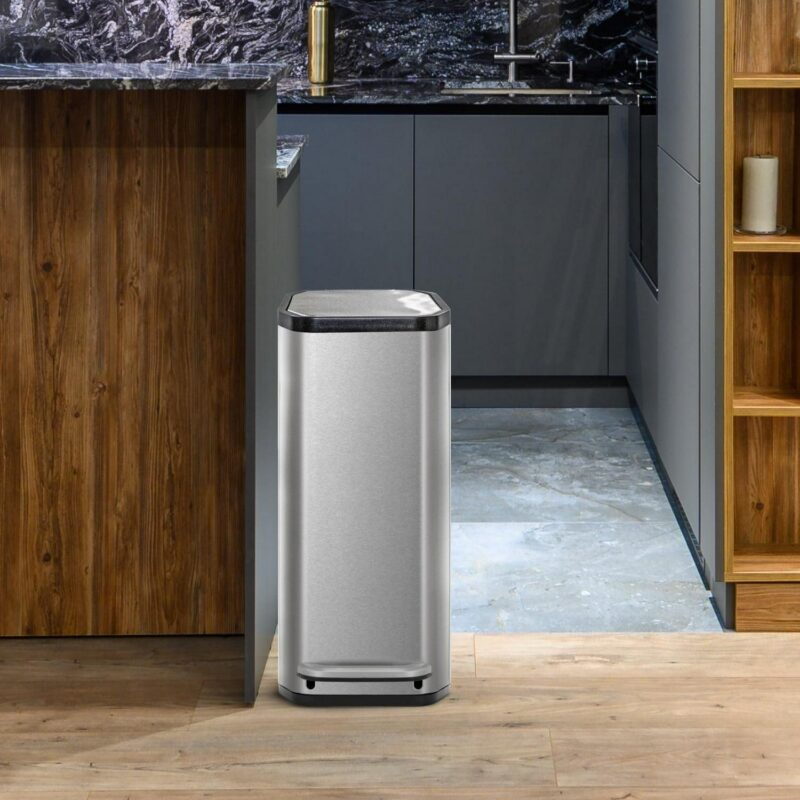 Home Zone Living 13 gal Kitchen Slim Garbage Can in Stainless Steel, Silver - Image 10
