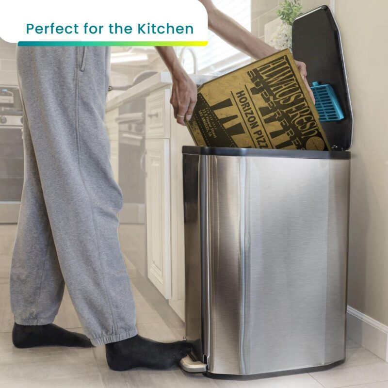 Home Zone Living 13 gal Kitchen Slim Garbage Can in Stainless Steel, Silver - Image 9