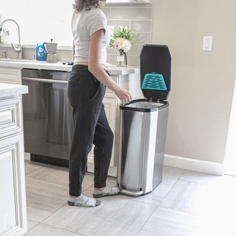 Home Zone Living 13 gal Kitchen Slim Garbage Can in Stainless Steel, Silver - Image 8