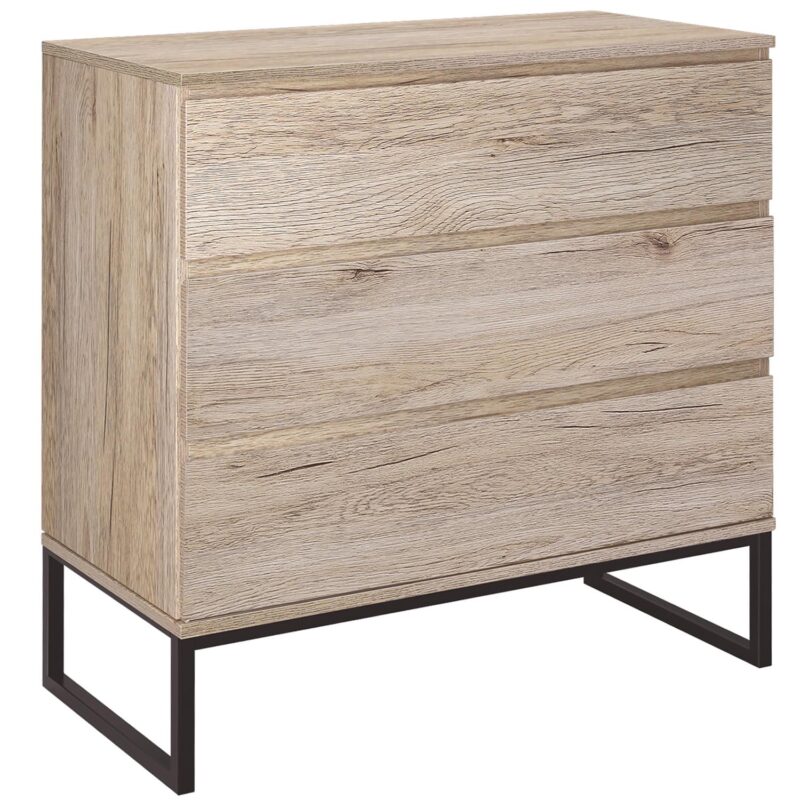 Homfa 3 Drawer Dresser for Bedroom, Wood Nightstand Storage Chest with Metal Base for Living Room, Oak Finish - Image 7