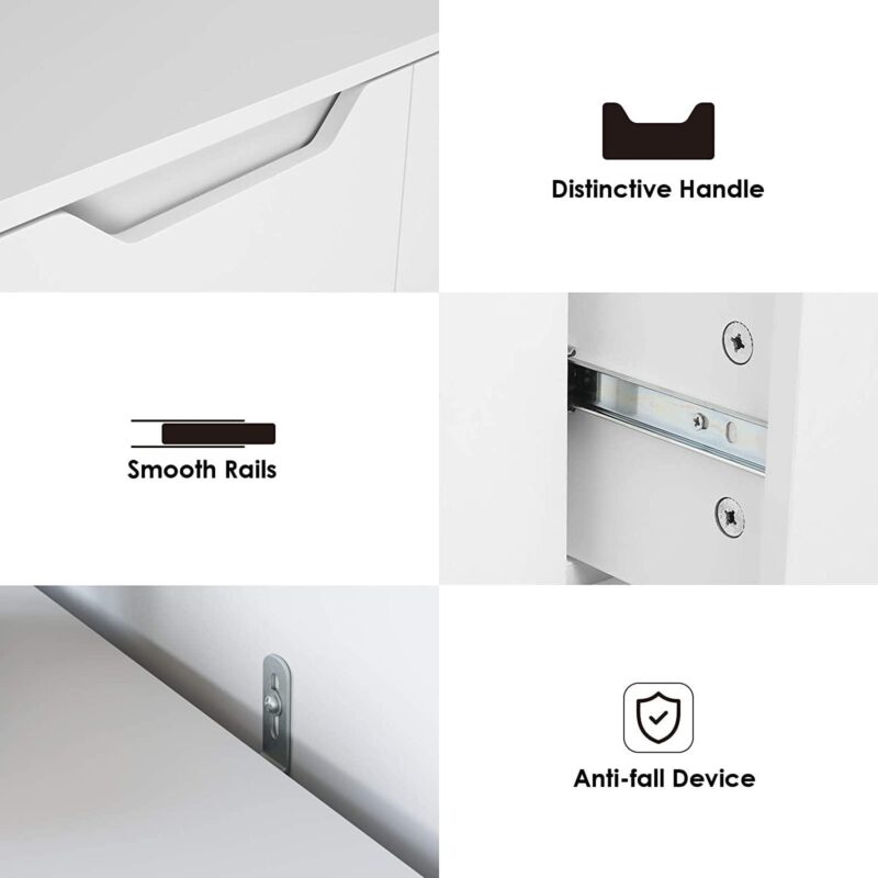 Homfa 4 Drawers Dresser, Modern Chest of Drawers Wooden Storage Cabinet for Bedroom Living Room, White - Image 7
