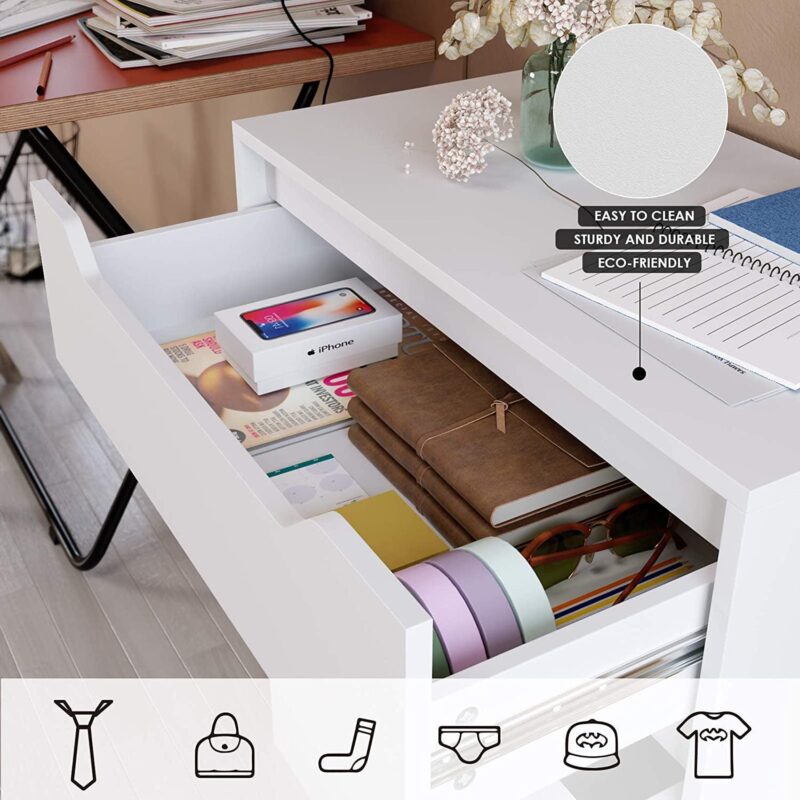 Homfa 4 Drawers Dresser, Modern Chest of Drawers Wooden Storage Cabinet for Bedroom Living Room, White - Image 5