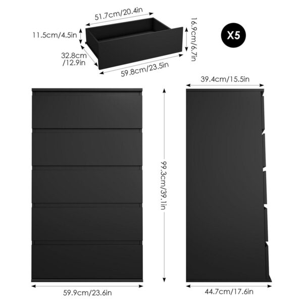 Homfa 5 Drawer Tall 09416a30b51ea397eaa1535378bb4459