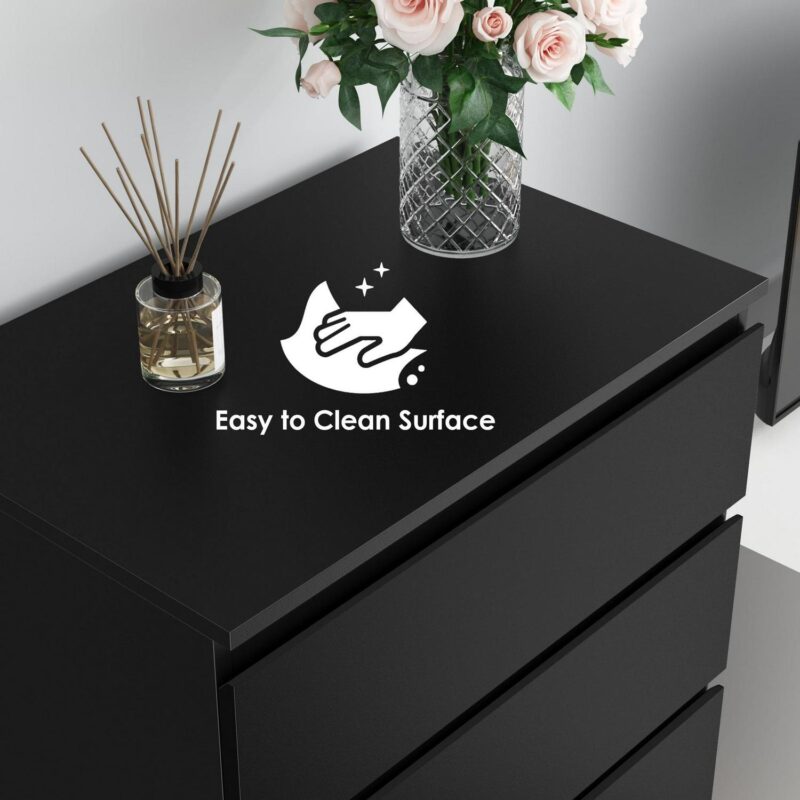 Homfa 5 Drawer Tall Dresser, Modern Storage Cabinet Wood Bedroom Nightstand for Living Room, Black - Image 8