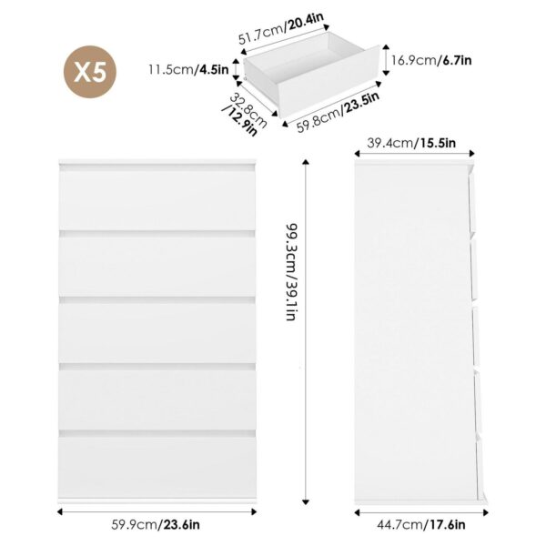 Homfa 5 Drawer White 3c3878d155a13953c678f59ed6dbce71