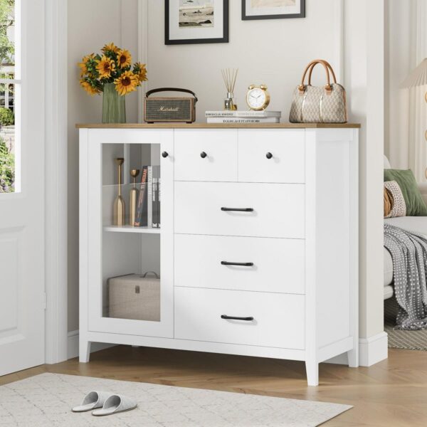 Homfa 5 Drawer White 655f019b934cea9e209a80c4982e6c78