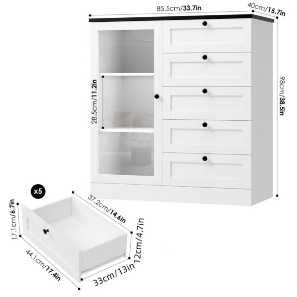 Homfa 5 Drawer White b81261b4d8fb26eb87b5e26473b98222