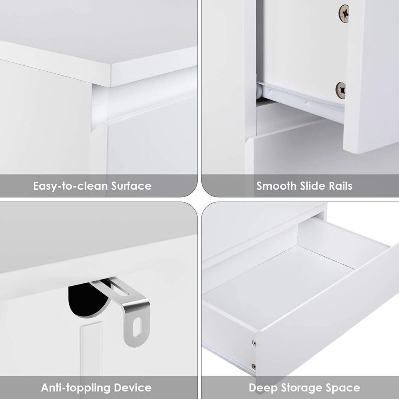 Homfa 5 Drawer White Dresser, Modern Storage Cabinet for Bedroom, White Chest of Drawers Wood Organizer for Living Room - Image 5