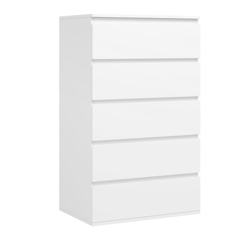 Homfa 5 Drawer White Dresser, Modern Storage Cabinet for Bedroom, White Chest of Drawers Wood Organizer for Living Room - Image 6