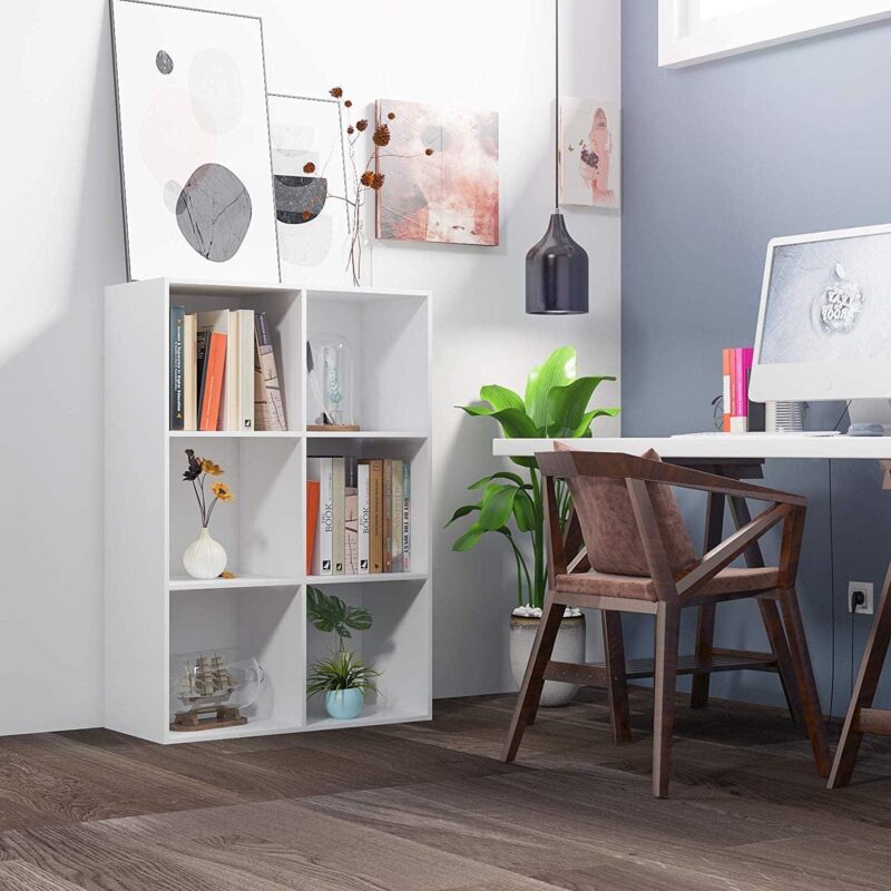 Homfa 6 Cube Bookcase, Storage Cabinet Unit Freestanding Display Stand Shelves, White - Image 2