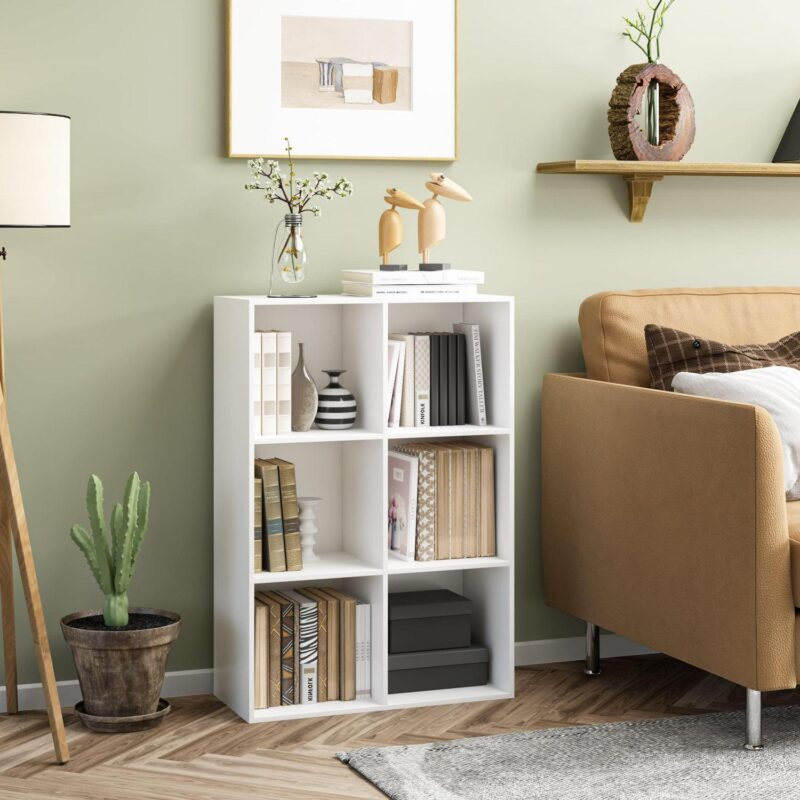 Homfa 6 Cube Bookcase, Storage Cabinet Unit Freestanding Display Stand Shelves, White - Image 7
