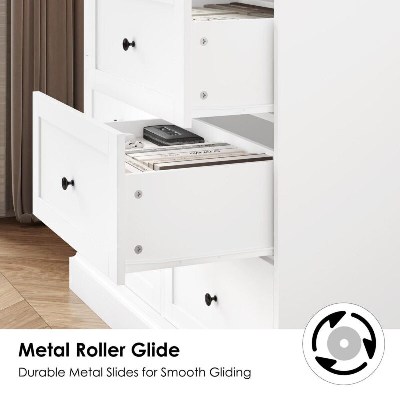 Homfa 6 Drawer Double Dresser White, Wood Storage Cabinet for Living Room, Chest of Drawers for Bedroom - Image 6