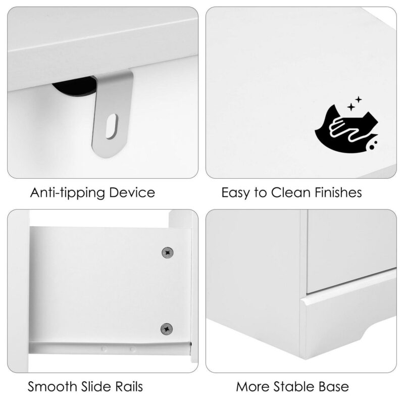 Homfa 6 Drawer Double Dresser, 47.2'' Wood Storage Side Cabinet Chest of Drawer for Bedroom Living Room, White - Image 5