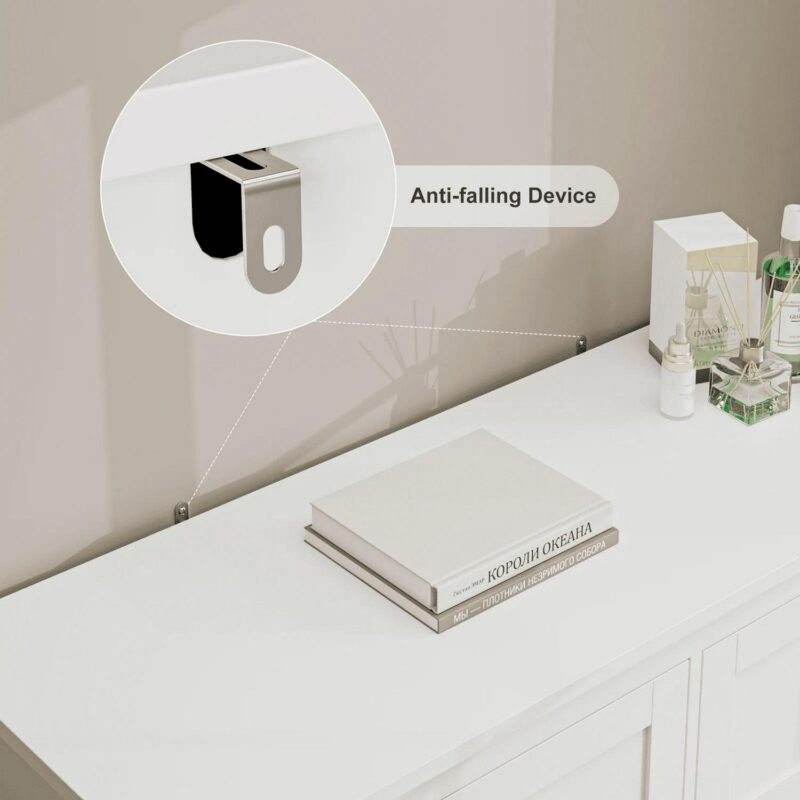 Homfa 6 Drawer Double Dresser White, Wood Storage Cabinet for Living Room, Chest of Drawers for Bedroom - Image 3