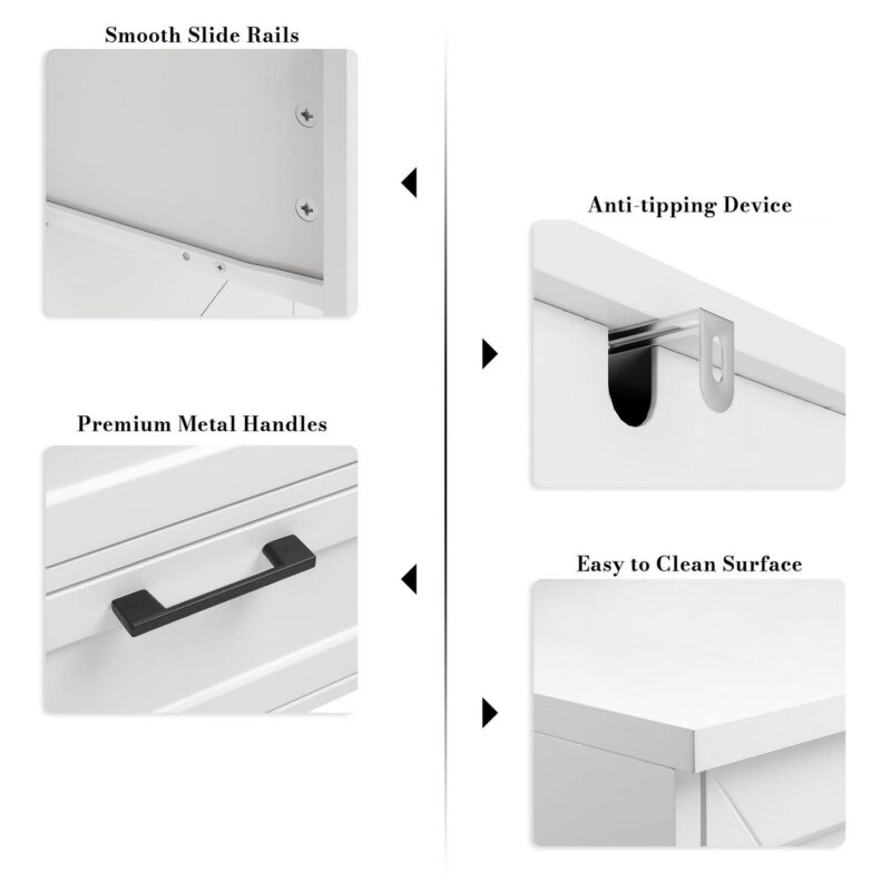 Homfa 6 Drawer Tall Dresser, Chest of Drawer Nightstand with Metal Handles for Bedroom, White - Image 3