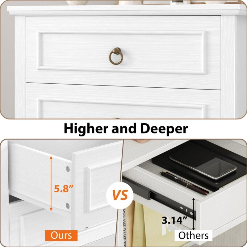 Homfa 6 Drawer Tall Dresser, 52 H Chest of Drawers, Wooden Storage Cabinet for Bedroom, White - Image 5