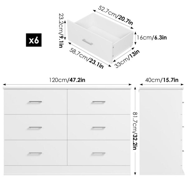 Homfa 6 Drawer White 7e143e7fdbc4afef762ca862b0af86aa