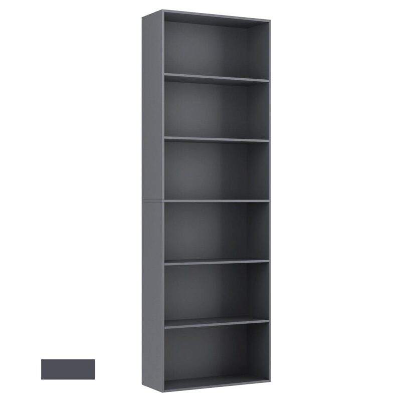 Homfa 6-tier Gray Bookshelf, 70.8  Tall Bookcase, Wood Shelving Unit for Office Living Room - Image 2