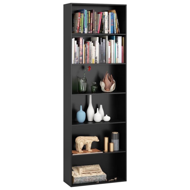 Homfa 70.9  Tall Bookcase, Standard 6-Tier Display Bookshelf for Home Living Room Office, Black