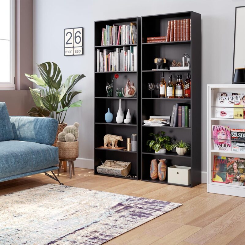 Homfa 70.9  Tall Bookcase, Standard 6-Tier Display Bookshelf for Home Living Room Office, Black - Image 3
