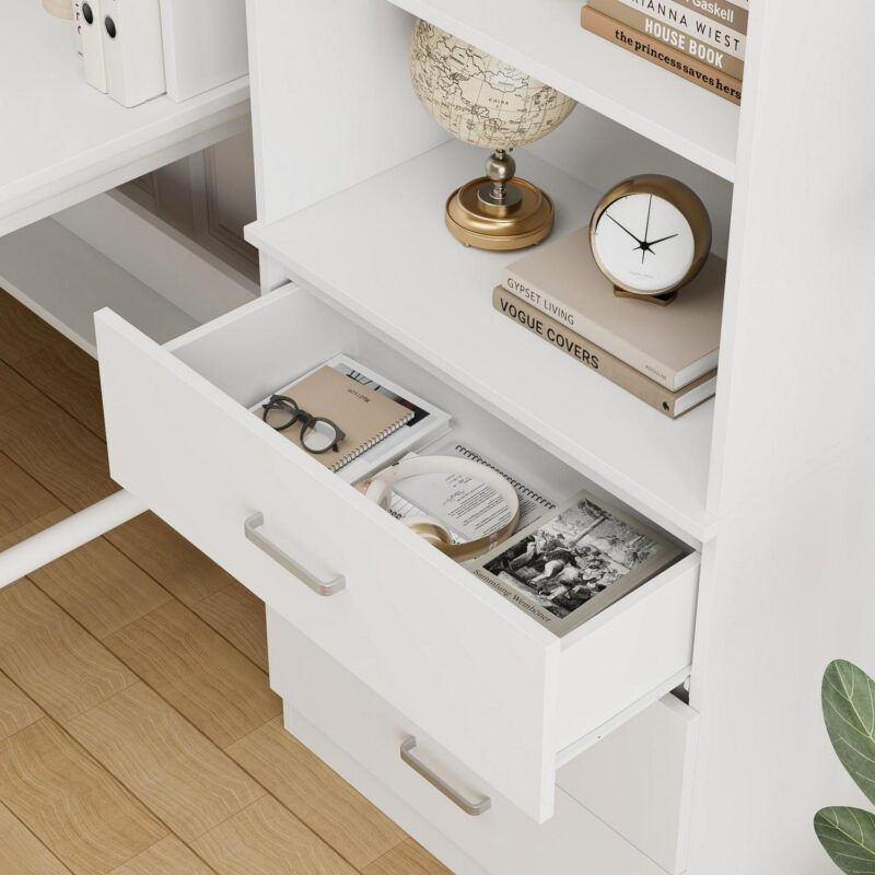 Homfa 71  Tall Bookcases with 3 Large Drawers, 3 Tier Wooden Storage Bookshelf for Living Room Home Office, White - Image 8