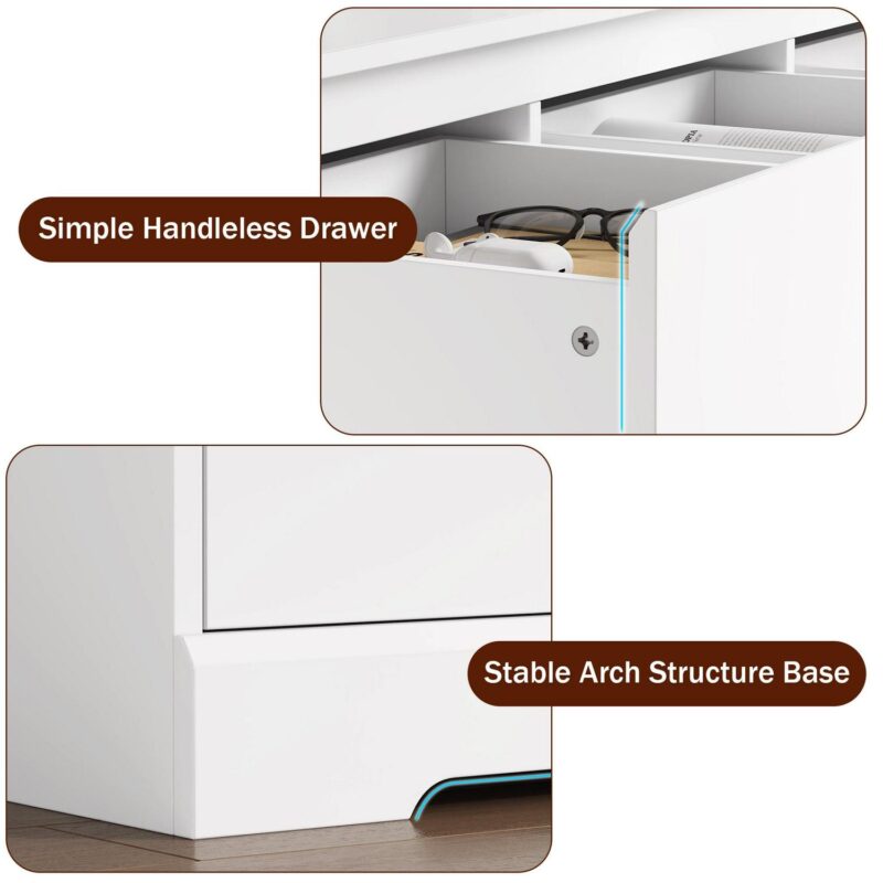 Homfa 7 Drawer Double Dresser, 47.2 W Contemporary Wood Chest of Drawer Storage Cabinet for Bedroom Living Room, White - Image 5