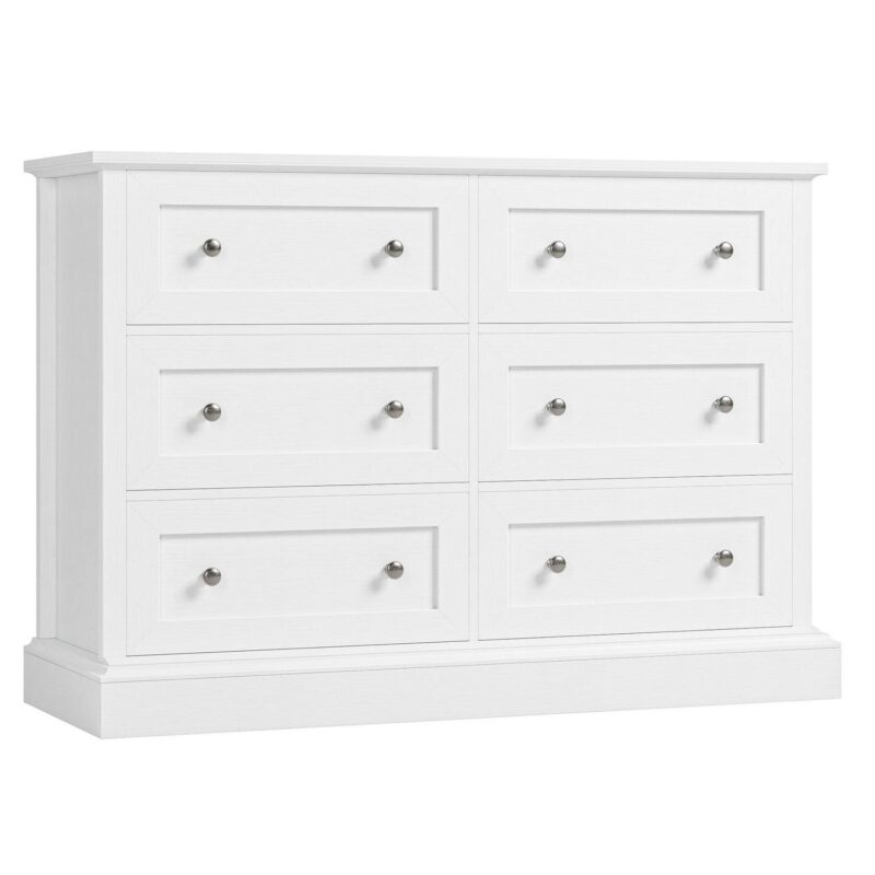 Homfa Double Dresser with 6 Drawer, Modern Dresser Chest of Drawers for Bedroom, White - Image 5