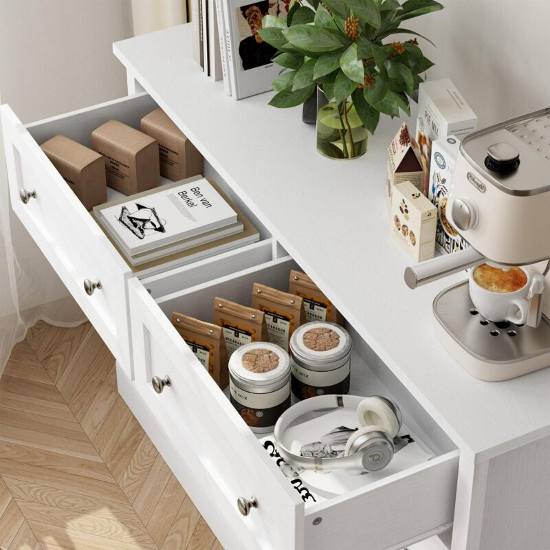 Homfa Double Dresser with 6 Drawer, Modern Dresser Chest of Drawers for Bedroom, White - Image 7