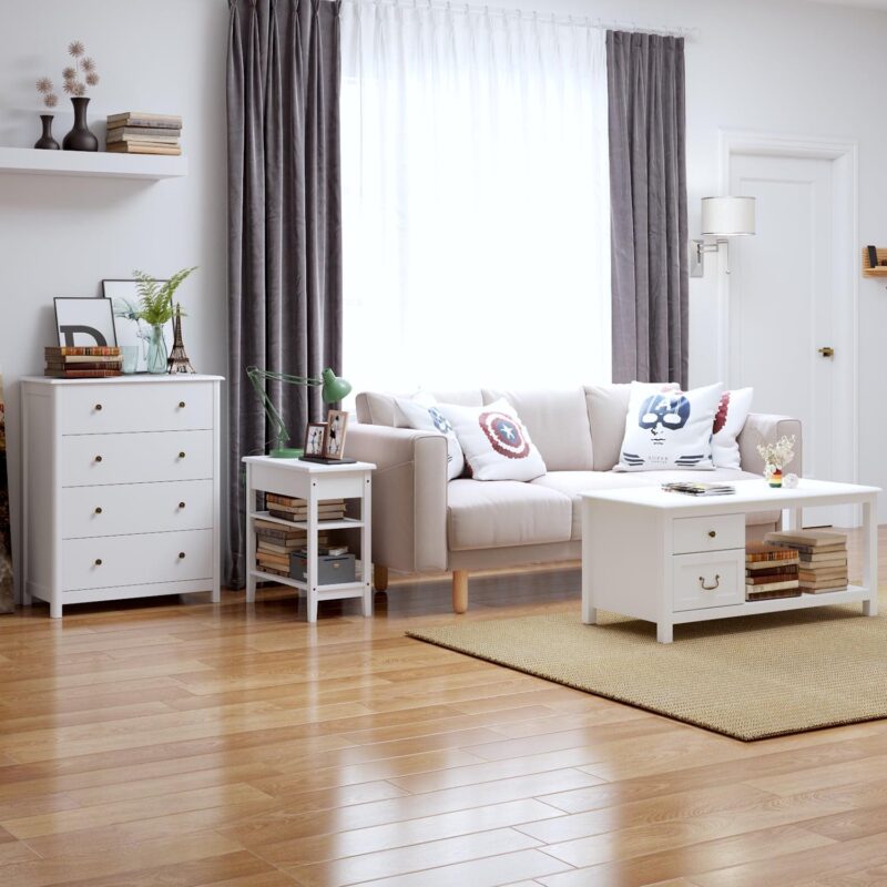 Homfa Horizontal Dresser with 4 Drawer, Wide Chest of Drawers Nightstand for Kids Room Closet Entryway, White - Image 6