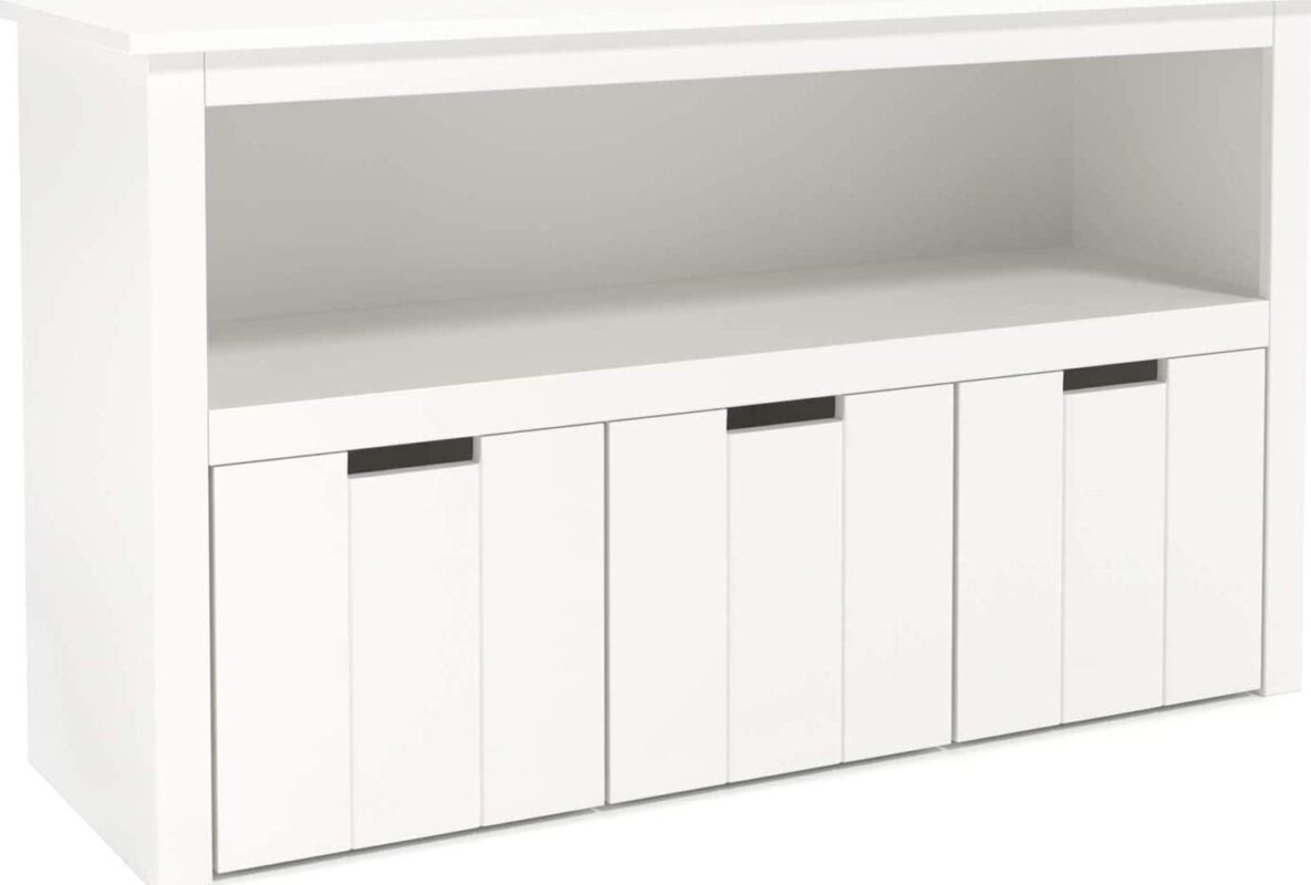 Homfa Kids Toy Storage, Cubes Storage Bins with 3 Drawers, White Toy Box with Shelves and Wheels