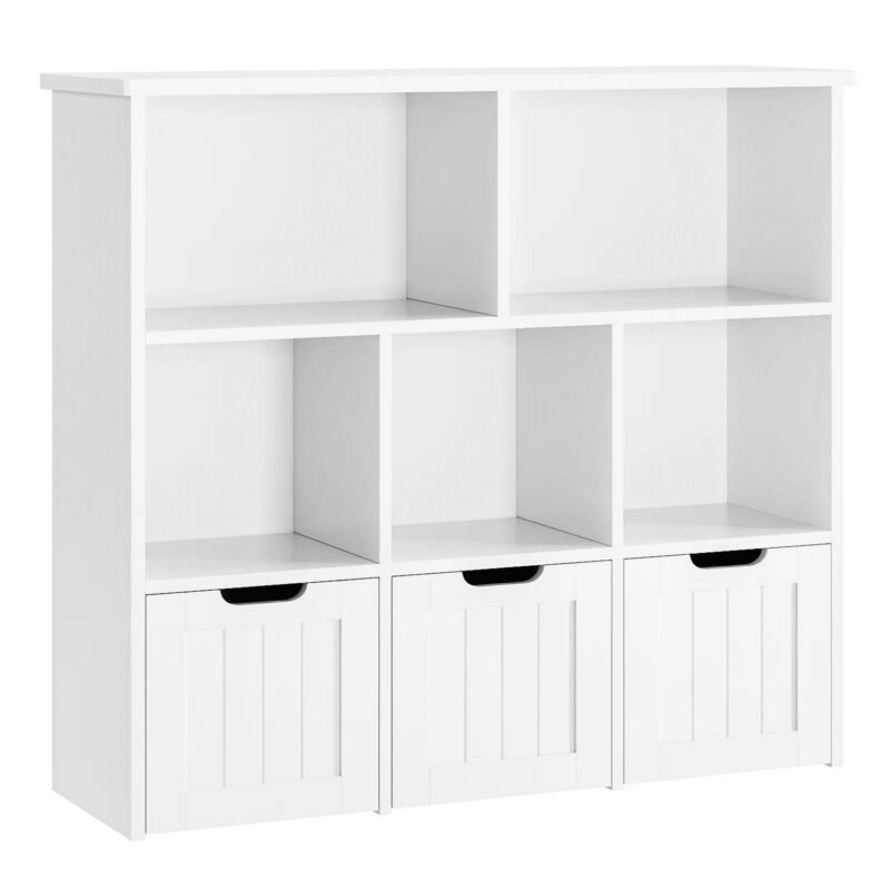 Homfa Toy Storage Organizer with 3 Movable Drawers, 5 Cube Kids Bookcase for Playroom, Storage Cabinet for Living Room, White Finish - Image 11