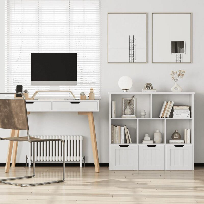 Homfa Toy Storage Organizer with 3 Movable Drawers, 5 Cube Kids Bookcase for Playroom, Storage Cabinet for Living Room, White Finish - Image 9